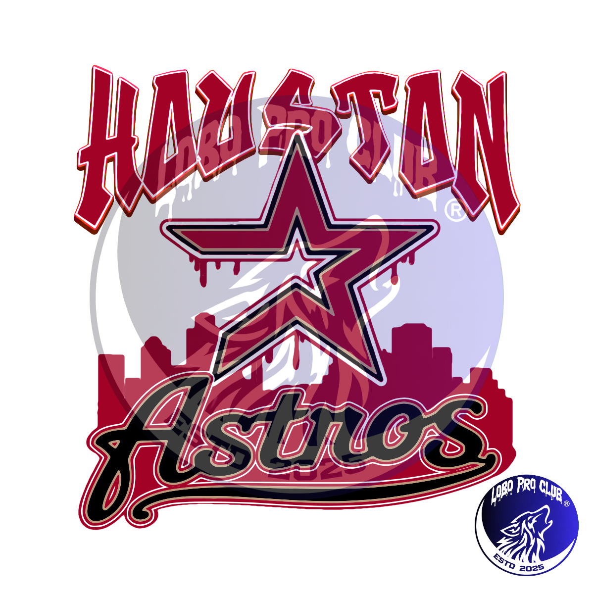 Houston skyline Red